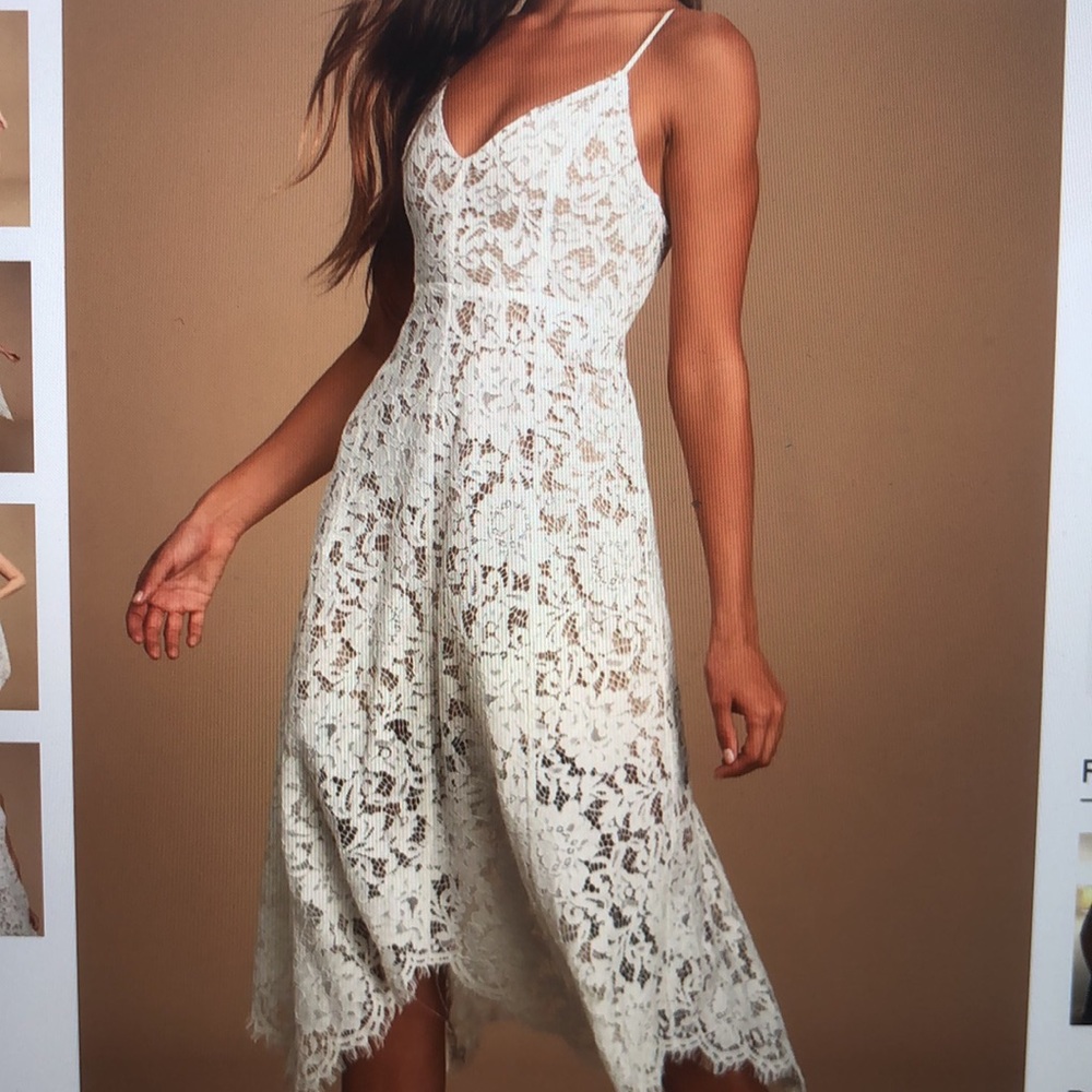 Lulus One Wish White Lace Midi Dress